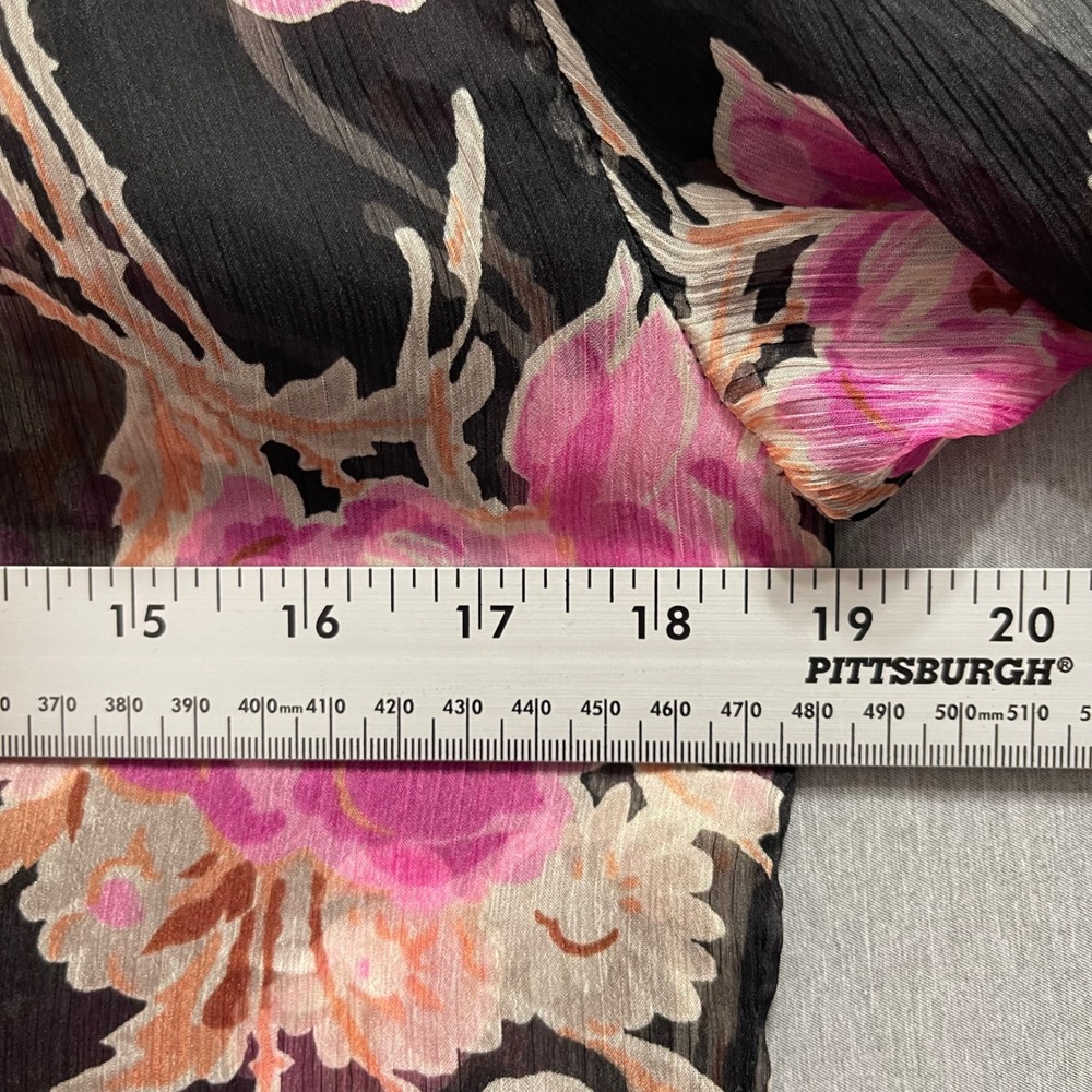MISA Los Angeles Floral Tie Neck Blouse Womens XS Pink Ruffle Chiffon Fairy Y2K‎ - Picture 7 of 9